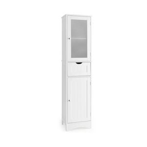 Costway Narrow Floor Storage Cabinet Tall Slim Bathroom Organizer White
