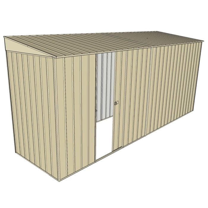 Build-A-Shed 1.2 x 4.5 x 2.0m Skillion Single Sliding Side Door Shed - Cream