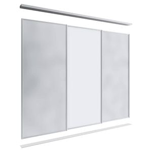 Lugna 2100 x 1801-2700mm Clear Anodised 2 Mirror 1 Melamine Wardrobe Triple Sliding Doors