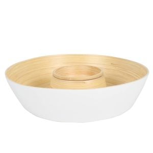 Maine & Crawford Tai Pressed 33cm Chip N Dip Serving Bowl - White/Natural