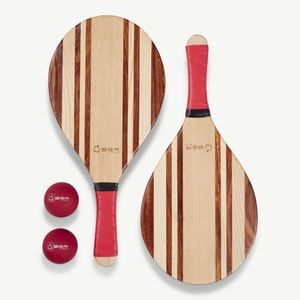Premium Ashwood And Rosewood Paddle Bat And Ball Set With Carry Bag ( Frescobol )