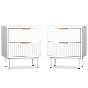 Alfordson Set Of 2 Bedside Table Nightstand 2 Drawers Side Storage Cabinet White