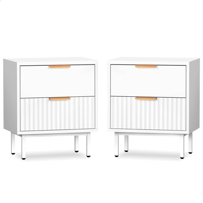 Alfordson Set Of 2 Bedside Table Nightstand 2 Drawers Side Storage Cabinet White