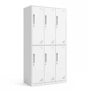 Lauft Steel Storage Locker Cabinet, 6 Door White Cupboard For Garage Gym Office
