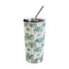 3pc Lvd Straw Drink Cup Set W/ Palm Tree & Straw-cleaning Brush 600ml