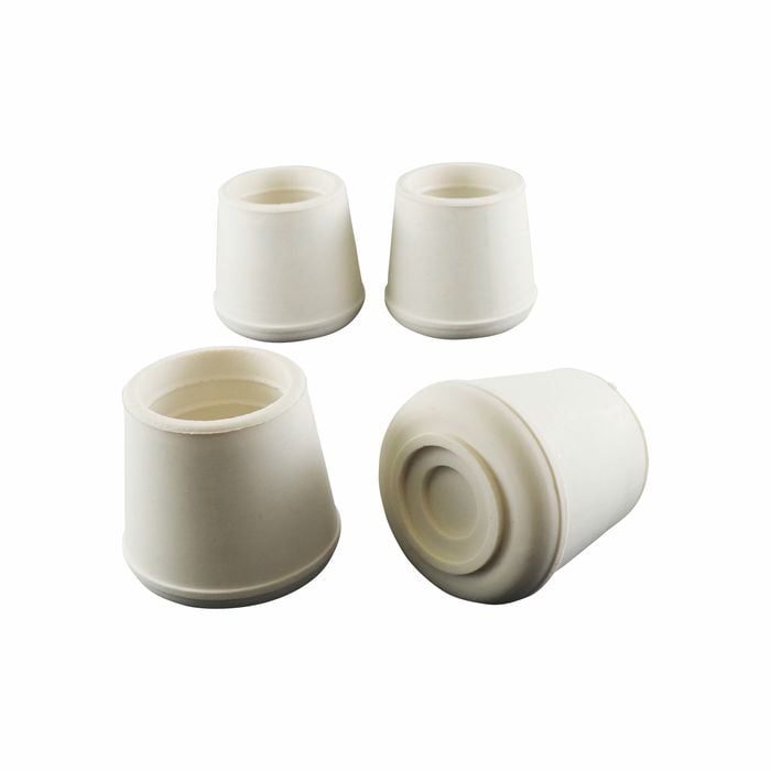 Surface Gard 25mm White Round External Rubber Chair Tips - 4 Pack