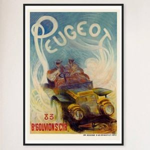 Galrie Classic French Vintage Racing Car Poster for Home Decor, Black Frame, A1 60 x 84cm (23 x 33inch)