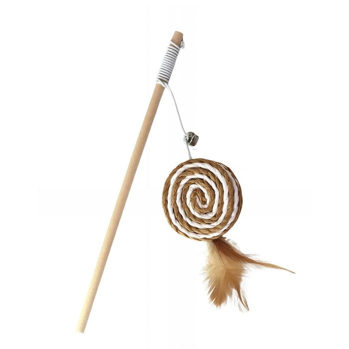 Anypet Pet Toys Catcher Stick Wood Round Ball Interactive Accessories