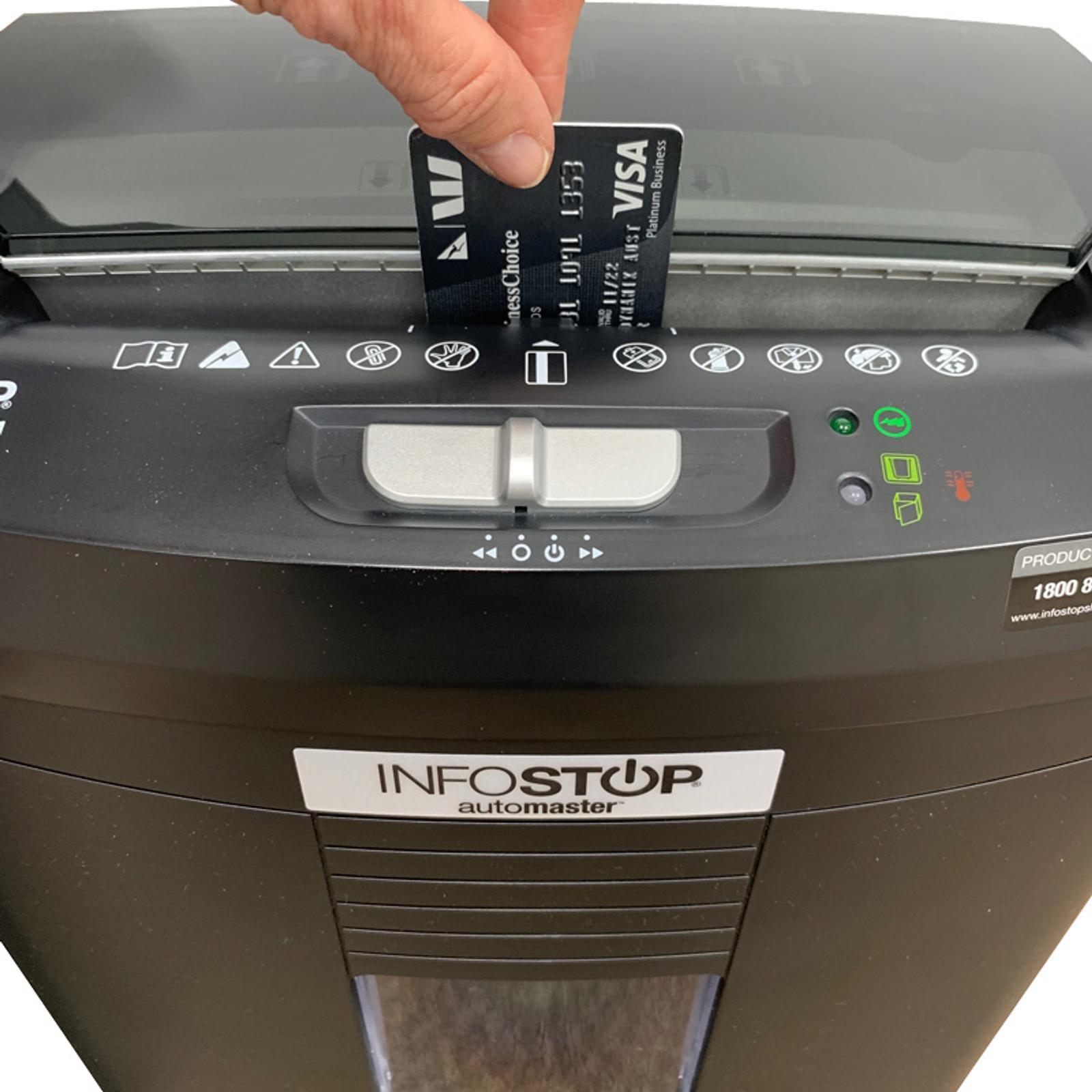 INFOSTOP AUTOMASTER AS100M - 100 Sheet Auto Feed Micro Cut Shredder ...