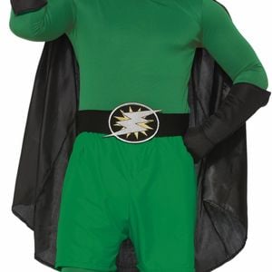 Hero Boxer Shorts Mens Superhero Costume Party Adult w/ Elastic Waist Belt Green