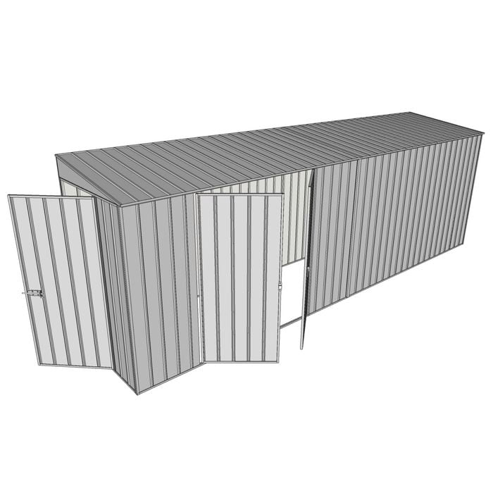 Build-A-Shed 1.2 x 6.0 x 2.0m Skillion Double Hinged Side Doors Shed - Zinc