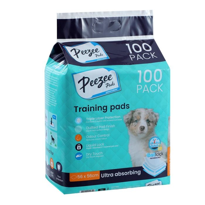 Paws Claws 56 x 56cm Antibacterial Pet Training Pads 100 Pack