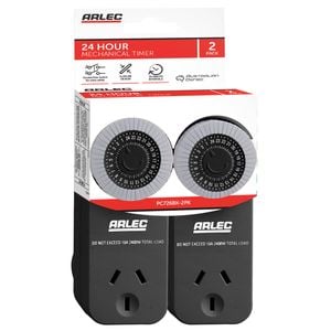 Arlec Black 24 Hour Mechanical Timer - Twin Pack
