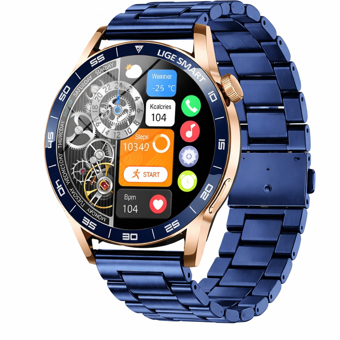 Smart Watch 1.38" Hd Bluetooth Call Waterproof Fitness Tracker For Android & Ios – Heart Rate Monitor Steel Blue