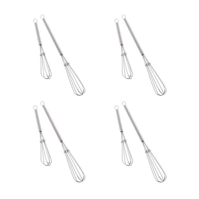 4x 2pc Appetito Whiskettes 12.5/18cm Whisk Mini Home Kitchen Cooking Utensil