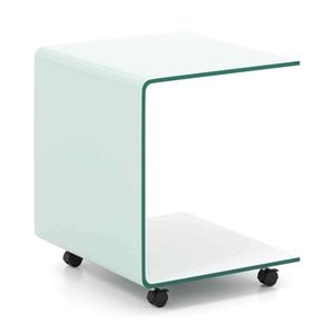 Costway Glass Side Table Mobile Sofa End Table Nightstand White