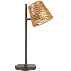 Telbix Valora Modern Table Desk Lamp Light Metal Natural Fiber Bronze Natural Patina