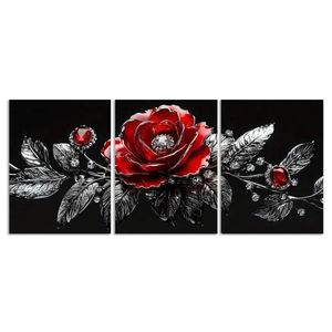 3pcs Jewel rose Art Painting  Print 100% Australian Made 3 x 40x60cm (Metal Print)