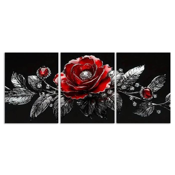3pcs Jewel rose Art Painting  Print 100% Australian Made 3 x 40x60cm (Metal Print)