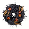 Lifebay Halloween Black Pumpkin Maple Leaf Door Wreath