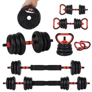ADVWIN 20kg Adjustable Dumbbells, 5-in-1 Free Weight Set with Connector for Home Gym