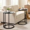 Homfurn C-shaped End Table Set Of 2 – Space-saving Design, Black Wood Grain, 8kg Capacity, Non-slip Pads