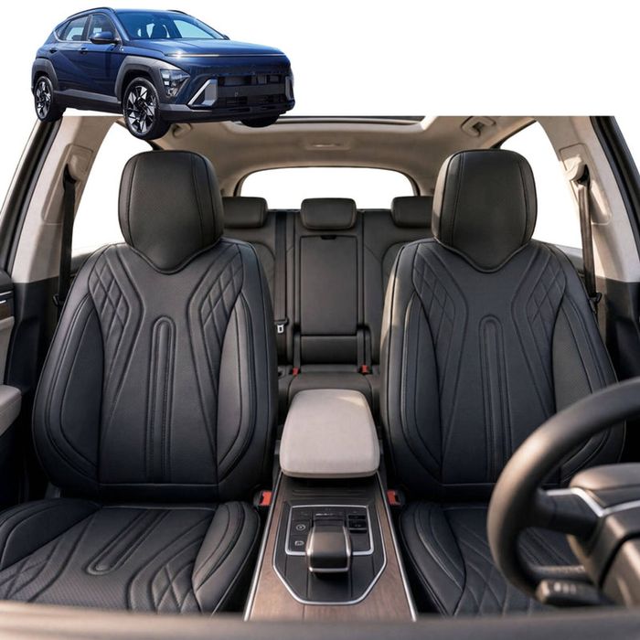 Australian Goose Front Seat Covers for Hyundai Kona 2023 - Current (SX2 Hybrid) - PU Leather, Black (2pc)