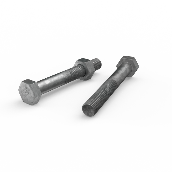 ZENITH M10 x 75mm Hot Dip Galvanised Hex Head Bolts and Nuts - Each