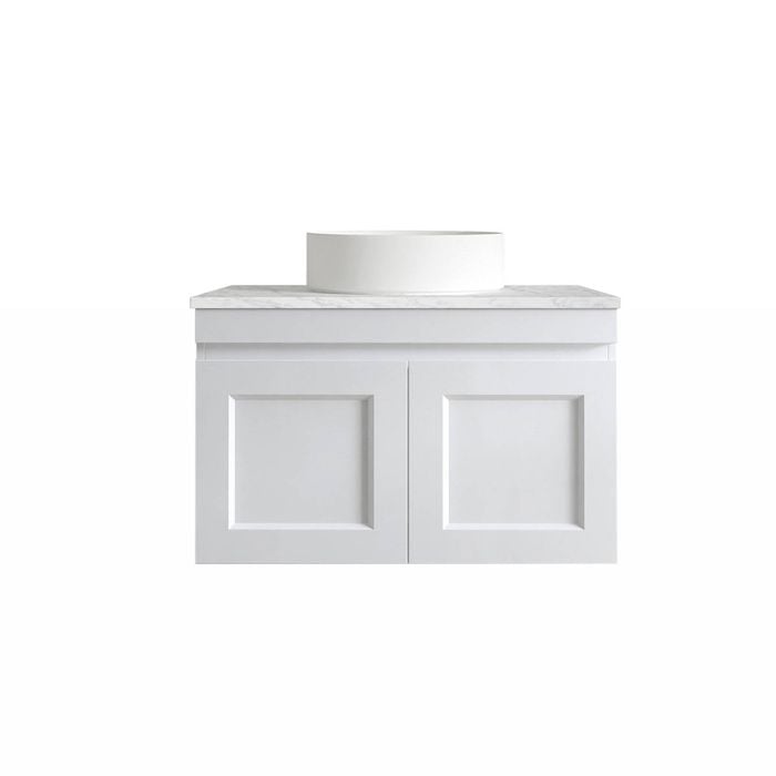 Attica Hamptons Shaker 750mm Satin White Vanity with Carrara Stone Top