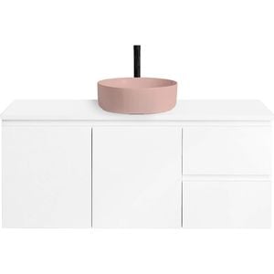 CIBO 1200mm White Nordic Wall Hung Bathroom Vanity with Pale Pink Countertop Basin