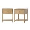 Oikiture 2pc Bedside Table Side End 1 Drawer Storage Shelf Nightstand Natural