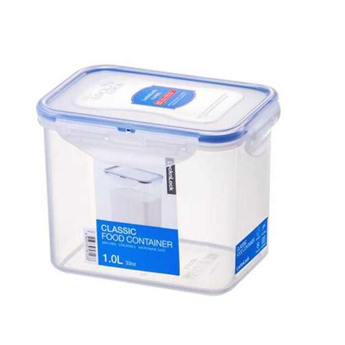 Locknlock 1L Airtight Classic Rectangle Food Storage Container Kitchen Tall CLR