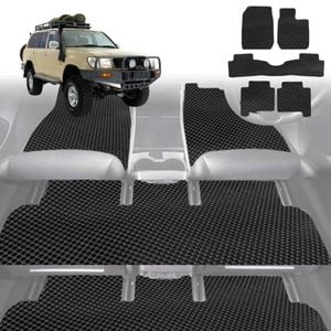6D Diamond Car Floor Mats for Toyota LandCruiser 80 1990-1998-Ultimate Set-Black-Outback GT