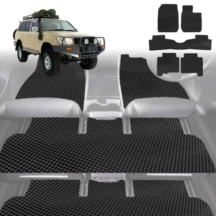 6D Diamond Car Floor Mats for Toyota LandCruiser 80 1990-1998-Ultimate Set-Black-Outback GT