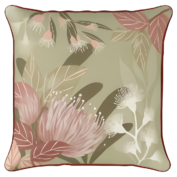 Mojo 45cm Botanical Olve Cushion Cover With Pipe