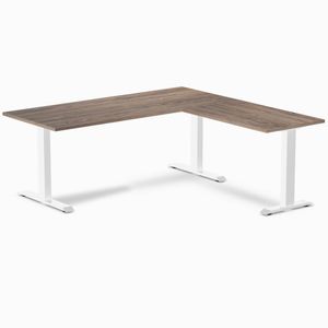 Desky Fixed Height Melamine L-Shape Office Desk White Frame 180x175cm