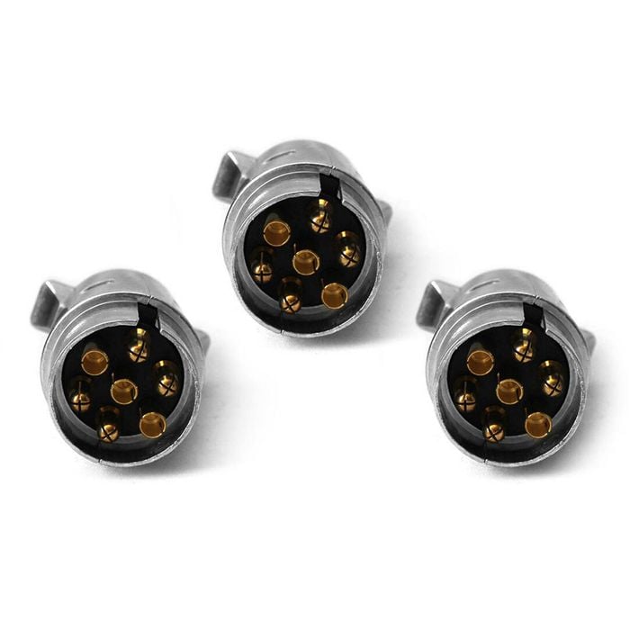 Elinz Trailer Plug 7 PIN Large Round Metal Connector Adaptor Socket Car Caravan Boat 3x