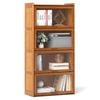 Costway 1.4m 4-tier Bamboo Bookcase Storage Cabinet Bookshelf Brown