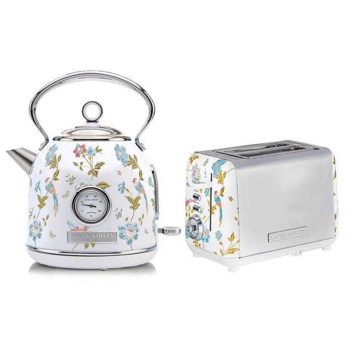Laura Ashley 1.7l Electric Kettle And 2 Slice Toaster Combo Elveden White