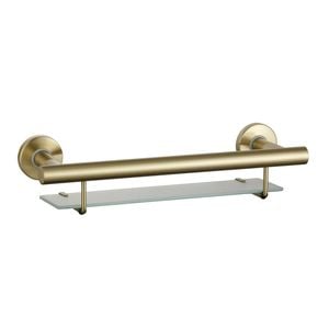 evekare Brushed Brass Bath Shelf With Grab Rail
