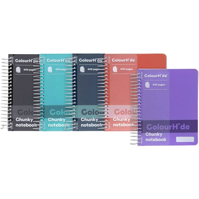 5pc Colourhide Chunky Writing Notebook School Stationery 400-pages Assorted