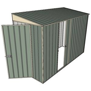 Build-A-Shed 1.2 x 3.0 x 2.0m Tunnel Shed Tunnel Hinged Door with 1 Sliding Side Door - Green