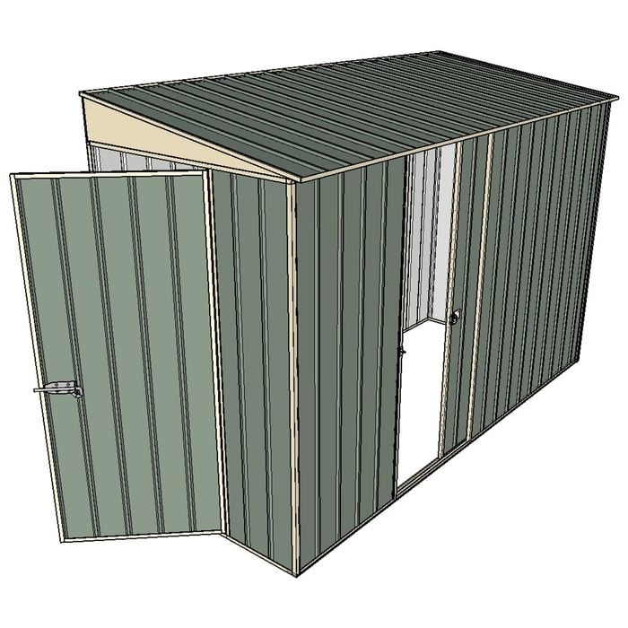 Build-A-Shed 1.2 x 3.0 x 2.0m Tunnel Shed Tunnel Hinged Door with 1 Sliding Side Door - Green