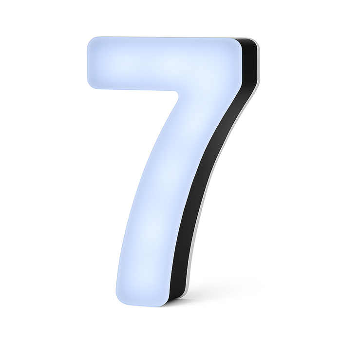 Lit Up 3D Led Number 7 Illuminated Opal Acrylic 100mmHx92mmWx23mmD
