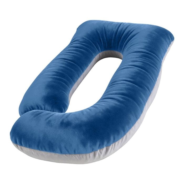 Catzon Pregnancy Pillow J Shaped Velvet Cover-bluegray(s)