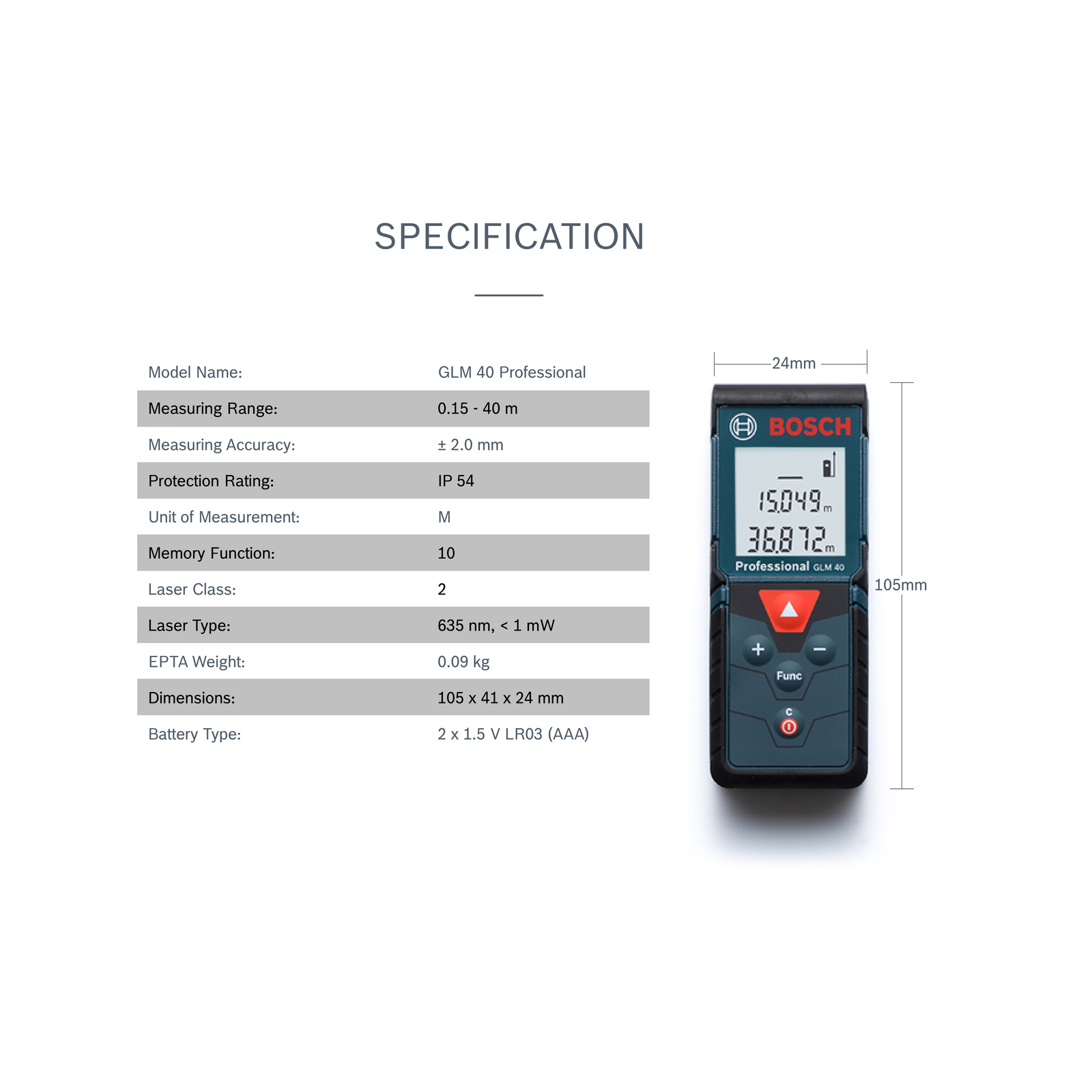 Bosch Professional 40m Laser Measurer 0601072980 Bunnings Australia