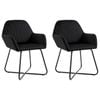 vidaXL Dining Chairs Armchair with Steel Legs Accent Chair 2 pcs Black Velvet