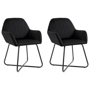 vidaXL Dining Chairs Armchair with Steel Legs Accent Chair 2 pcs Black Velvet