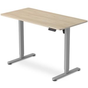 Fortia Sit To Stand Standing Desk 120x60cm, 72-118cm Electric Height Adjustable, Light Oak Style Silver Frame