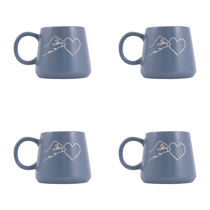 4PK Splosh Heartfelt For All You Are 440ml Stoneware Mug Coffee/Tea Cup - Blue